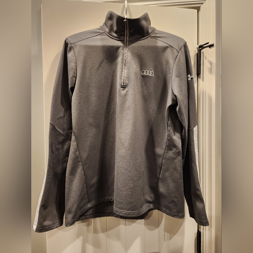 Audi Under Armour Lg 1/4 Zip Gray/White Loose Fit Men's